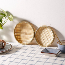 Natural bamboo woven Mini small dustpan containing basket living room snacks water fruit basket round sun basket bamboo basket