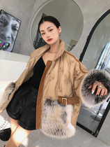 dearyan2021 new fox fur champagne down clothes woman white goose down warm cotton clothes cotton clothes autumn and winter