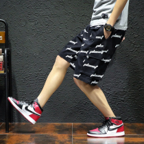 Summer new personality Letters Printed Casual Shorts Men Loose Big Code Sports Tooling 50% Pants Korean Version Trend