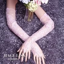 2017 summer new lace bride gloves long wedding dress long gloves red dress gloves Black thin gloves