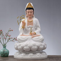 Ximanti Han White Jade Guanyin Buddha statue home dedicated to sitting lotus Guanyin Bodhisattva three Holy Buddha statues ornaments