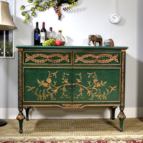 American shoe cabinet porch cabinet light luxury Peacock Green Hall sofa cabinet solid wood side cabinet storage cabinet storage cabinet partition cabinet