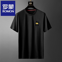 Summer Pure Cotton Short Sleeve T-Shirt Man 2022 New thin-style breathable round collar for middle-aged high-end mens compassionate