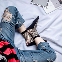 Fishing Nets Socks Jk Hot Girls Short Socks Mesh Female Midtubes Long Cylinders Short Cylinders White Black Semi-Cut Silk Socks Tennis Socks