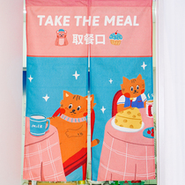 Original cartoon cute life cotton and linen curtain fabric half curtain dormitory partition curtain bedroom decoration hanging curtain custom