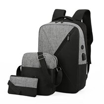 Backpack three-piece business backpack fashion trendy student schoolbag large capacity leisure travel computer bag female simple