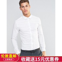 British direct mail new white fresh atmosphere fashion simple temperament sportsman elegant formal long-sleeved shirt handsome