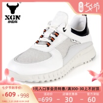 XGN Small Bull mens shoes 2022 Summer thin net noodles Breathable Casual Shoes Genuine Leather Outdoor Sports Tourist Shoes Man