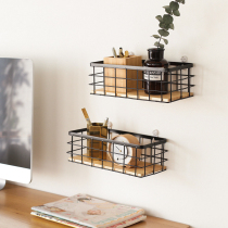 Wrought iron desktop storage basket hanging basket wall hanging shelf storage basket kitchen dormitory bathroom non-perforated storage rack