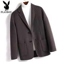 Flowers Playboy Spring and Autumn Double face What about the big clothes Mens short wool Wool Coat Winter Increased Code Little West Suit Mens Clothing