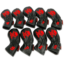 Golf rod cover hardcore cap cover extended version PU skull digital waterproof men and women Universal 9PCs set