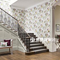 Original imported wallpaper European French wallpaper plant flowers and birds living room background Villa model room hardcover room bedroom