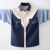 Boys shirt 2022 Spring and Autumn New Mode of the Big Childs Long Sleeve Colored Shirt Childrens Boys Yellow Garden Wave