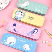 Japanese pencil case girl creative stationery bag girl simple Korean pencil case double pen box