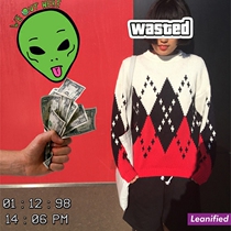 American with enough super-pointed red and white garing geometric small lantern sleeve sweater