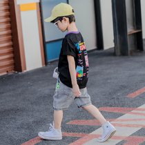 Boys summer suit handsome 2021 New Korean version of foreign atmosphere in the big children summer short sleeve two-piece children tide clothes