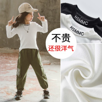 Net red childrens clothing girls  spring new half-sleeve T-shirt 2021 Korean version of the childrens big childrens spring short-sleeved Western style top