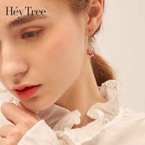 Red tassel earrings female temperament Korean personality Joker Net red earrings simple earrings 2021 New Tide