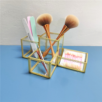  Net celebrity glass makeup brush storage bucket pen holder Household student dormitory desktop brush eyebrow pencil cosmetics storage box