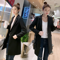 2021 spring and autumn new mid-length womens suit long-sleeved casual Korean version of black wild small blazer women