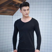 Winter de Velvet men plus velvet T-shirt thick V collar youth long sleeve tight base warm autumn clothes cotton sweater slim fit