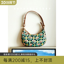 Early Spring Custom Print Outside full leather Beauty New Height Vintage Half Moon Axillary Bag
