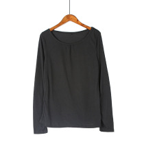 Round neck new womens T-shirt Korean simple solid color long sleeve base shirt outside wear inside basic T-shirt tide