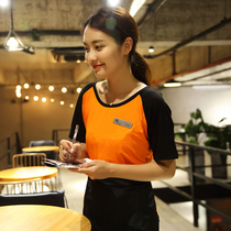 Hotel waiter overalls short-sleeved T-shirt West dining milk tea rice Hot Pot Cafe tooling uniform summer clothes