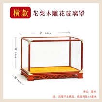 God of Wealth Guanyin Bodhisattva Buddha statue solid wood living room wood carved ornaments home glass jewelry cover display box transparent box