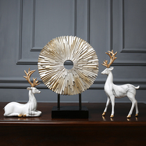 American light luxury furnishings living room porch model room soft decoration European creative TV cabinet lucky deer decoration