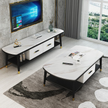 Marble coffee table TV cabinet Simple combination Modern size apartment living room household European-style solid wood coffee table set