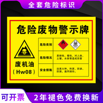 A full set of hazardous waste warning signs national standard customized hazardous waste signage waste cutting fluid waste engine oil waste rag sludge hazardous and waste room signage triangular safety signs warning signs