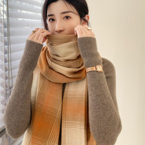 2021 new cashmere scarf female Korean version of Joker plaid winter thick warm wool bib shawl shawl dual use