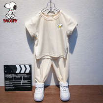 Annoubie childlike children suit Summer 2022 new baby foreign air casual home Two sets of pure cotton thin