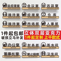 Acrylic sign board Company department card General managers office department card listing custom conference room custom label label brand Warehouse sign brand No smoking toilet sign