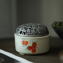 Ye Jing Chunshan empty hand-painted ceramic incense burner stationery room elegant play gift box aromatherapy stove leisure fun