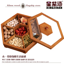 New Chinese Solid Wood Quality Living Room Tea Table Dry Fruit Box Fruit Tray Wedding Home divided Candy Box Snack containing box