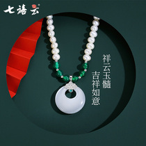 Cats eye stone pearl necklace Fanghua nearly round fresh water pearl sterling silver for mother-in-law jewelry birthday gift