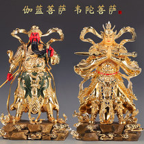 Taiwan Pure Bronze Centils Blue Wedding BodhisattBodhisattBodhisattva buddhist Buddhist left and right Custodian of the Buddha statue of the Buddha and the Buddha at the mercy of the Buddha