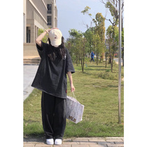 Rose Letters Printed Short Sleeve T-shirt Male and female Summer American Chaos Tide Casual Lovers Loose blouses