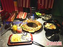 Korean-style water fried meat baking tray tableware piggy calf matching tableware stainless steel plate spoon chopsticks water cup bowl yellow aluminum pan