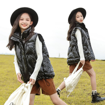 Girls vest autumn and winter 2022 new middle and big childrens net red foreign style top childrens thickened down cotton vest jacket