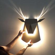  Nordic style bedroom bedside creative personality Living room background wall decoration Deer headlamp Corridor aisle antler wall lamp