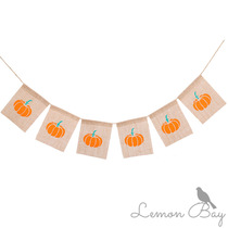 Halloween party decoration pumpkin linen flag KTV bar venue layout props banner colorful flag customization