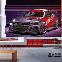 Car 3d three-dimensional wallpaper sports car racing theme poster decoration mural modified beauty decoration shop decoration wallpaper