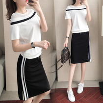Hong Kong 2020 Korean version of summer sports dress women's short sleeve T-shirt skirt fashion casual two-piece set