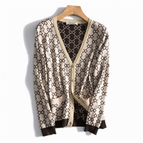 French order quality imported knitted wool long sleeve cardigan jacket