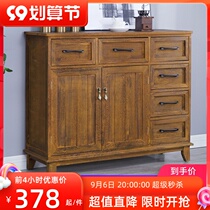 American-style bucket cabinet with door to make old widened solid wood storage cabinet living room bedroom against the wall home storage bedside cabinet