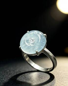 Natural grade a jadeite ping an buckle ring