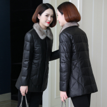 zqqz leather down jacket womens long 2020 Winter new mink wool collar sheep leather jacket jacket 9970